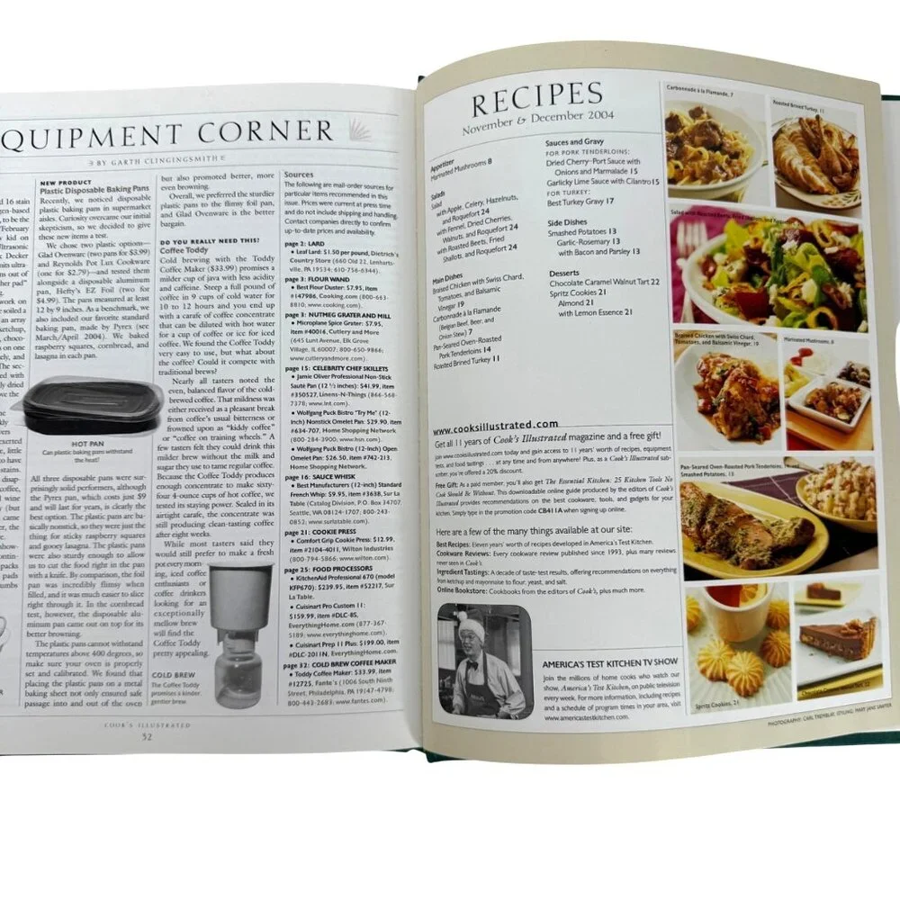 Cooks‎ Illustrated 2004 Annual Cookbook Hardcover Bound Volume Complete Year